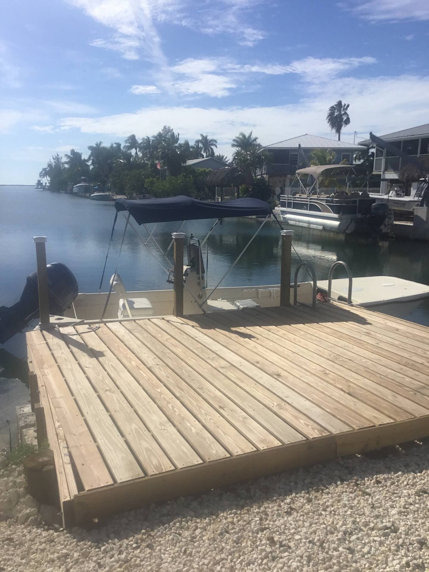 The swimming platform at the end of the dock